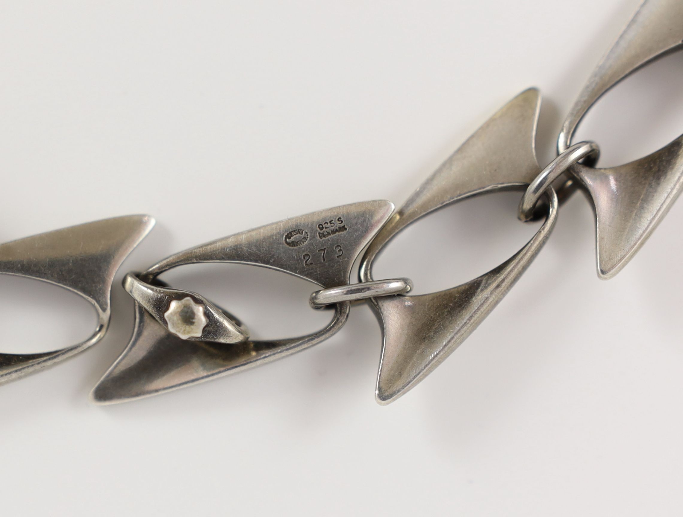 A Georg Jensen sterling silver stylised link necklace, designed by Henning Koppel, no. 273